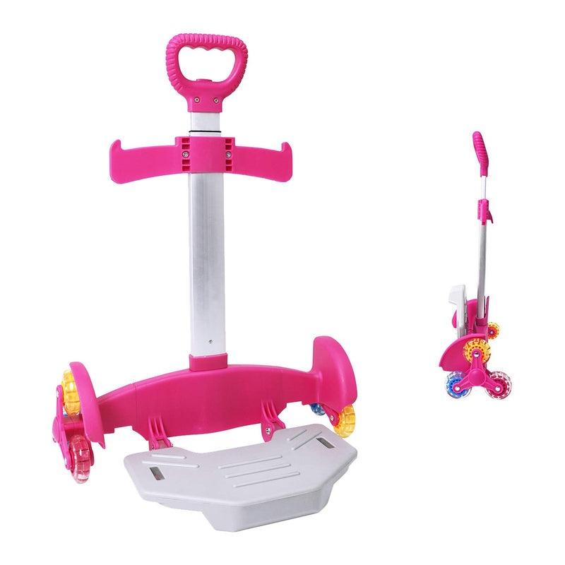 Wheeled Backpack Cart,Aluminium Alloy Folding Trolley Cart for Backpack (Pink, 6 Wheels) - backpacks4less.com