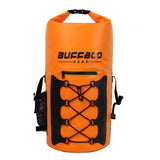 Buffalo Gear Portable Insulated Backpack Cooler Bag - Hands-Free and Collapsible, Waterproof and Soft-Sided Cooler Backpack for Hiking, The Beach, Picnics,Camping, Fishing - Orange,35 Liters,30 Can