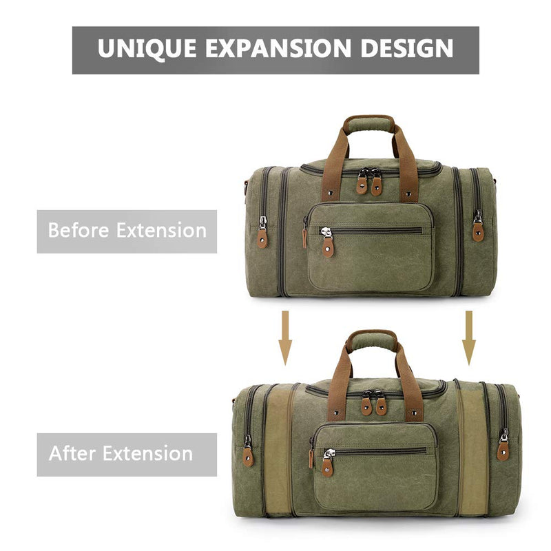 Plambag Canvas Duffle Bag for Travel, 50L Duffel Overnight Weekend Bag(Army Green) - backpacks4less.com
