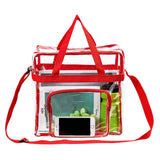 Magicbags Clear Tote Bag Stadium Approved,Adjustable Shoulder Strap and Zippered Top,Stadium Security Travel & Gym Clear Bag, Perfect for Work, School, Sports Games and Concerts-12" x12" x6"(Red) - backpacks4less.com