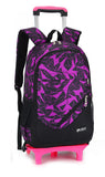 Meetbelify 3pcs Kids Rolling Backpacks Luggage Six Wheels Trolley School Bags ... (Purple with 2 wheels) - backpacks4less.com