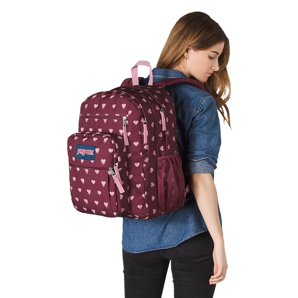 jansport backpack tcd9 hearts JanSport Big Student Backpack - Russet Red Bleeding Hearts - Oversized