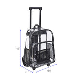 Magicbags Rolling Clear Backpack, Heavy Duty Cold-Resistant Security Transparent PVC Backpack with Wheels - backpacks4less.com