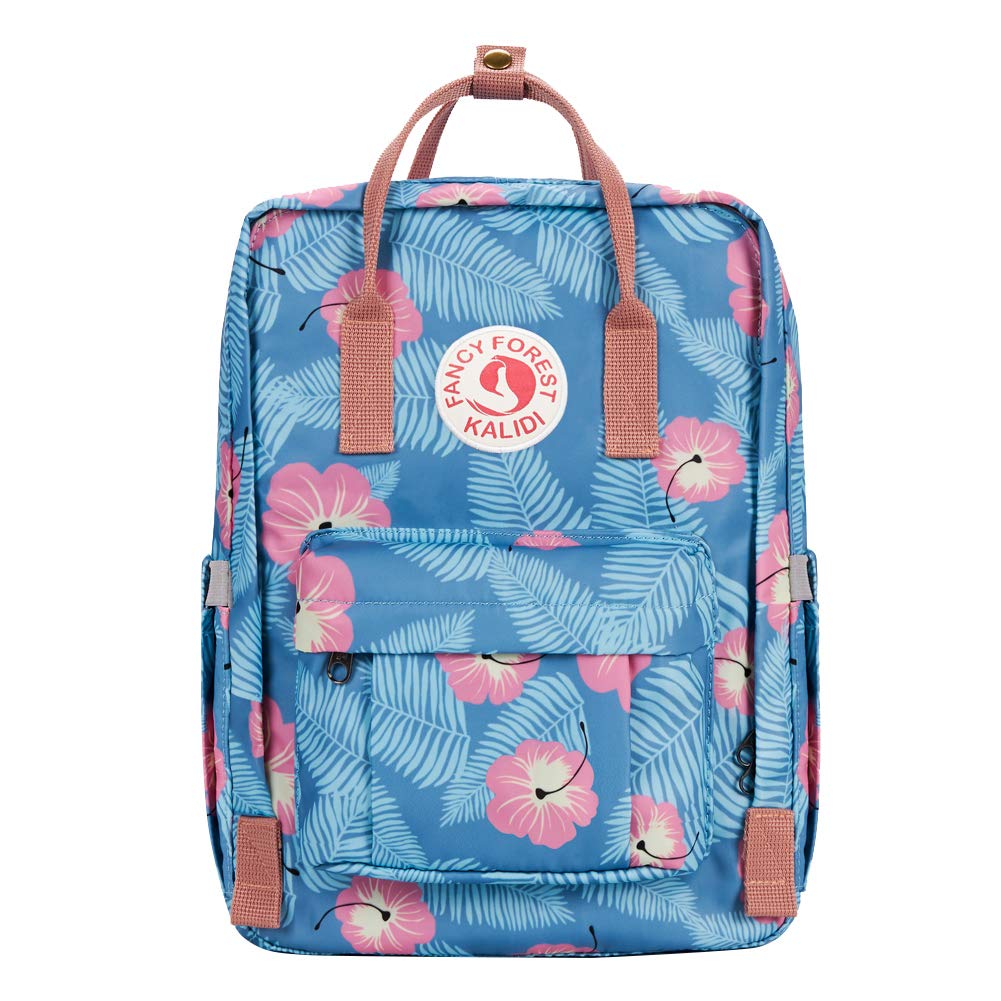 kalidi mini backpack KALIDI Casual Backpack for Women,15 Inches Laptop Classic Backpack Camping Rucksack Travel Outdoor Daypack College School Bag (Blue Flower)