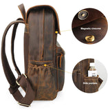 Tiding Genuine Leather Backpack 14 Inch Laptop Backpack Vintage Travel College School Bag Daypack for Men - backpacks4less.com