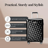 Ricardo Beverly Hills Melrose Hardside Expandable Luggage with Lightweight Construction for Smooth Traveling, Stylish, Durable, and Spacious, Men and Women, Black, Carry-On 20-Inch