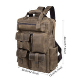 S-ZONE Vintage Crazy Horse Genuine Leather Backpack Multi Pockets Travel Bag - backpacks4less.com