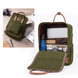 KALIDI Classic Backpack for Women,15 Inches Laptop Vintage Canvas Leather Backpack Camping Rucksack Travel Outdoor Daypack College School Bag (Army Green-Leather) - backpacks4less.com