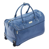 Samantha Brown Wheeled Weekender - Durable croco-embossed PVC - Bravo Blue -