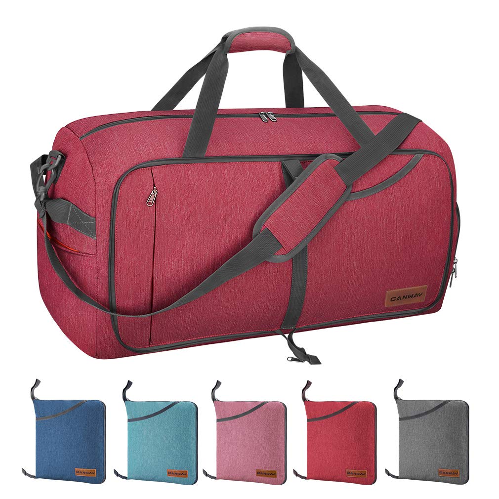 Canway 65L Travel Duffel Bag, Foldable Weekender Bag with Shoes Compar –