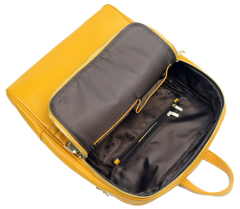 Coolcy Hot Style Women Real Genuine Leather Backpack Fashion Bag (Golden yellow) - backpacks4less.com