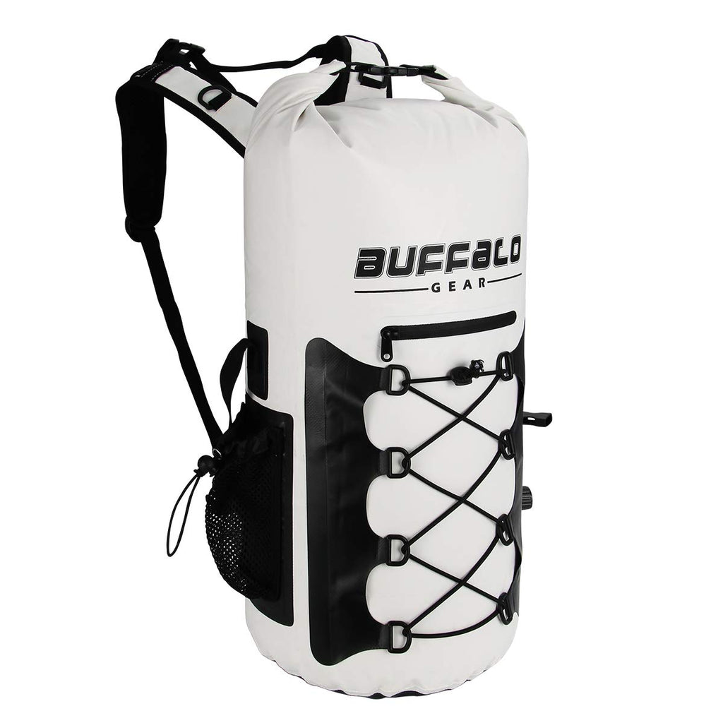 Buffalo Gear Portable Insulated Backpack Cooler Bag - Hands-Free and Collapsible, Waterproof and Soft-Sided Cooler Backpack for Hiking, The Beach, Picnics,Camping, Fishing - White,35 Liters,30 Can - backpacks4less.com