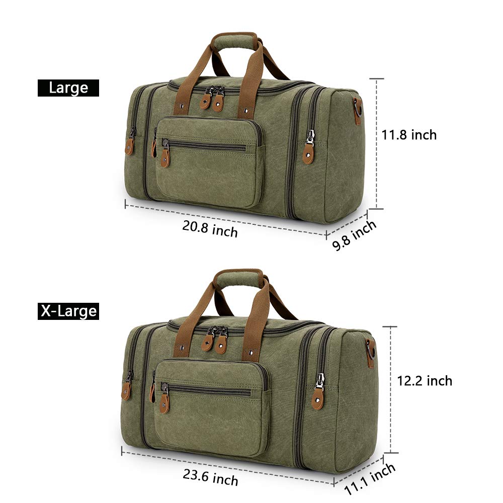 DoYiKe Canvas Duffle Bag Heavy Duty for Travel and Camping 80L - Army Green