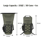 Buffalo Gear Portable Insulated Backpack Cooler Bag - Hands-Free and Collapsible, Waterproof and Soft-Sided Cooler Backpack for Hiking, Picnics,Camping, Fishing - Army Green,35 Liters,30 Can - backpacks4less.com