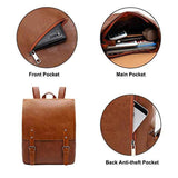ZEBELLA Womens Leather Backpack Vintage Brown Travel Daypack College Bookbag-Light Brown - backpacks4less.com
