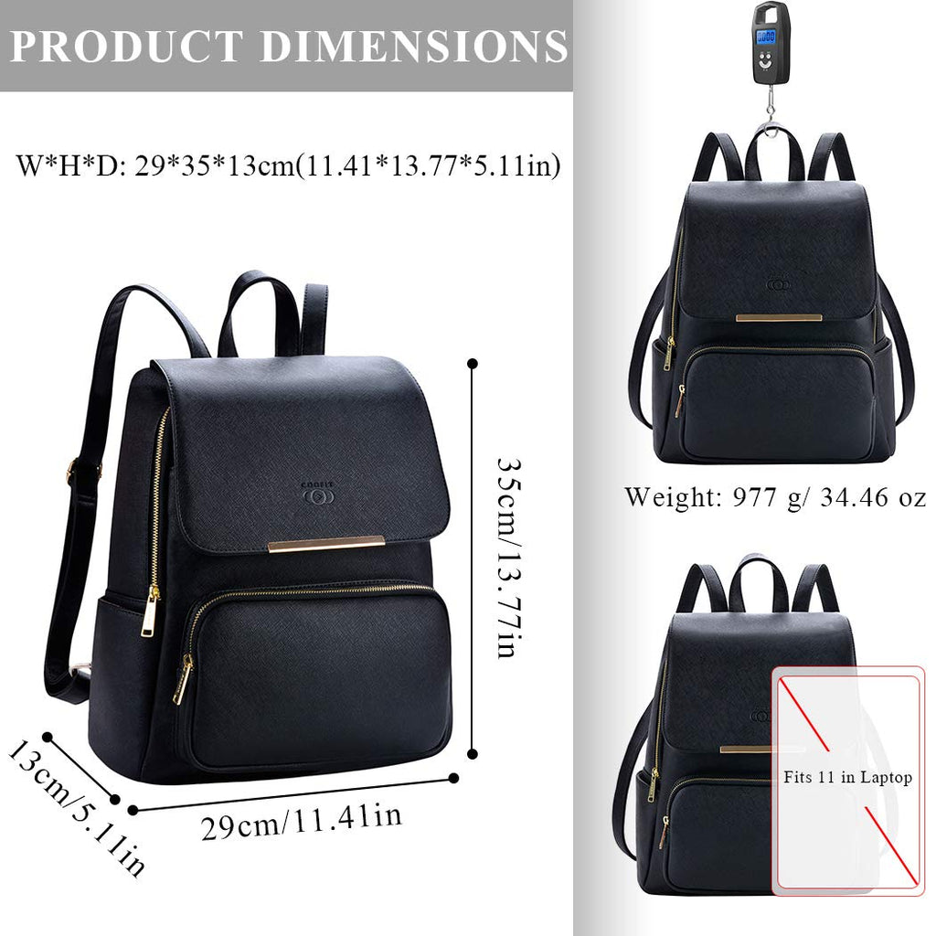 coofit leather backpack for girls COOFIT Black Faux Leather Backpack for Women Schoolbag Casual Daypack