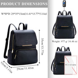 COOFIT Black Faux Leather Backpack for Women Schoolbag Casual Daypack - backpacks4less.com