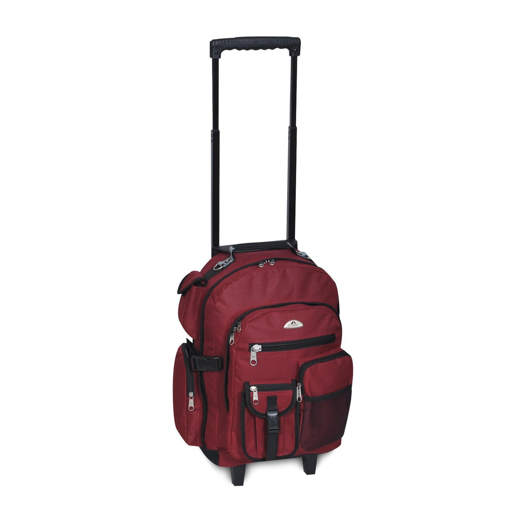 Everest Deluxe Wheeled Backpack, Burgundy - backpacks4less.com