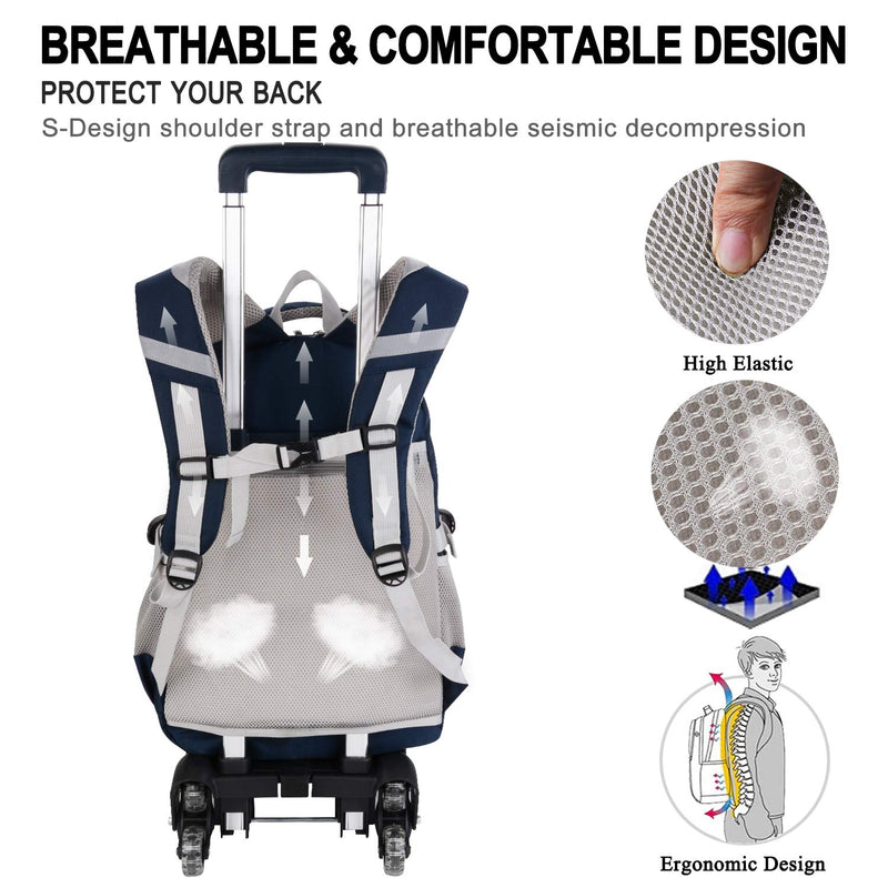 Rolling Backpack, Fanspack Rolling Backpack for Boys Roller Backpack Wheeled Backpack for Kids School Bags Primary School Backpack - backpacks4less.com