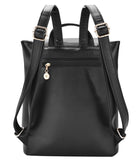 COOFIT Black Faux Leather Backpack for Women Schoolbag Casual Daypack (Black with keychain) - backpacks4less.com