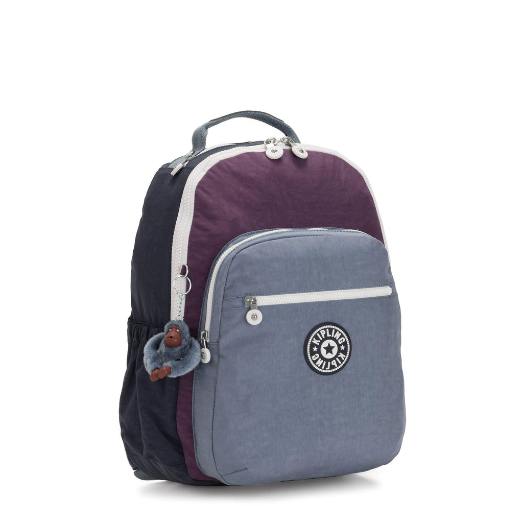 Kipling Seoul Go Large 15" Laptop Backpack Purple Verbena Colorblock - backpacks4less.com