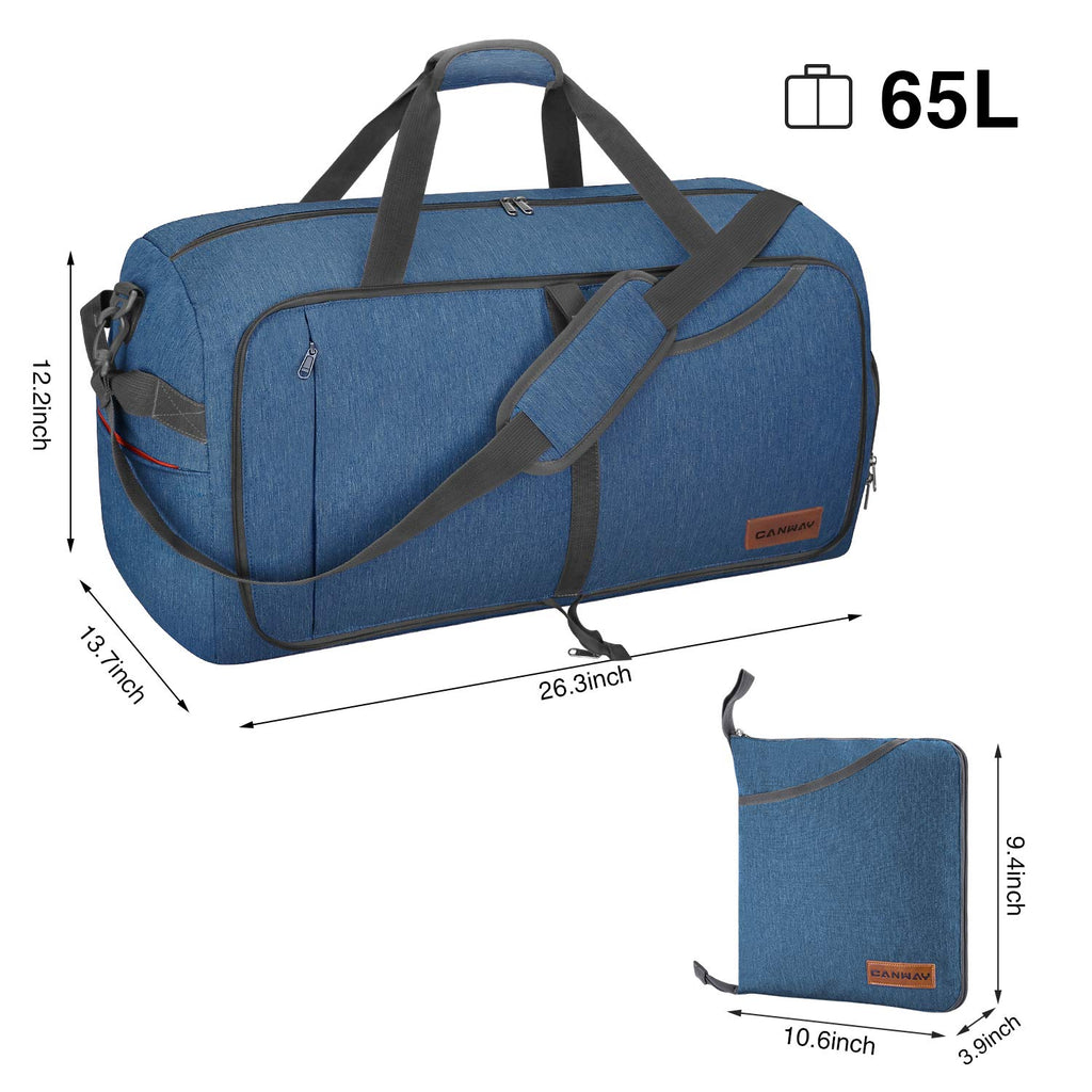 canway travel duffel bag Canway 65L Travel Duffel Bag, Foldable Weekender Bag with Shoes Compartment for Men Women Water-proof & Tear Resistant