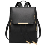 COOFIT Black Faux Leather Backpack for Women Schoolbag Casual Daypack - backpacks4less.com