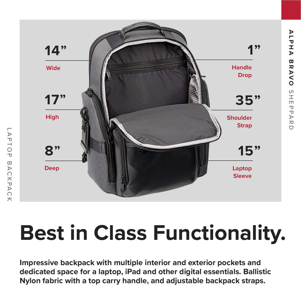 tumi alpha bravo backpack dimensions TUMI - Alpha Bravo Sheppard Deluxe Brief Pack Laptop Backpack - 15 Inch Computer Bag for Men and Women