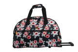LUCAS Designer Carry On Luggage Collection - Lightweight Pattern 22 Inch Duffel Bag- Weekender Overnight Business Travel Suitcase with 2- Rolling Spinner Wheels (ROSE BOUQUET NAVY, 22in)