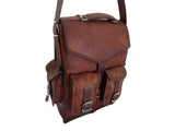15" Vintage Leather Backpack Laptop Messenger Lightweight School College Bag Rucksack Sling for Men Women by Indian Hando Art - backpacks4less.com