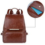 COOFIT PU Leather Backpack School Backpack Casual Daypack with Pouch for Women Brown - backpacks4less.com