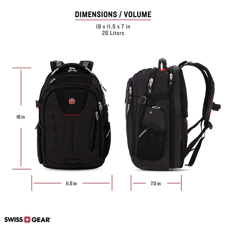 SWISSGEAR 5358 Ultimate Protection USB TSA Friendly Scansmart Laptop Backpack and Cable Lock Bundle-Black - backpacks4less.com