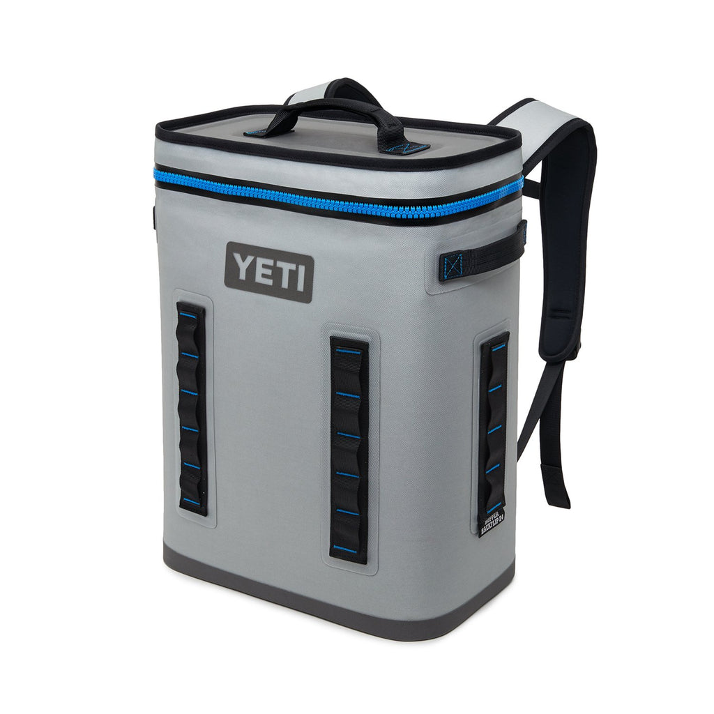 YETI Hopper Backflip 24 Soft Sided Cooler/Backpack, Fog Gray/Tahoe Blue - backpacks4less.com