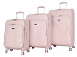 BCBGeneration BCBG Perf-ECT Luggage - 3 Piece Softside Expandable Lightweight Spinner Suitcase Set - Travel Set includes 20-Inch Carry on, 24-Inch and 28-Inch Checked Suitcases (Quilt Pink)