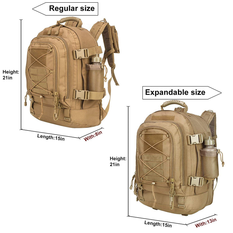 Military Expandable Travel Backpack Tactical Waterproof Work Backpack for Men(TAN) - backpacks4less.com