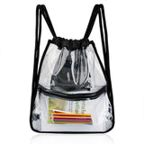 Heavy-duty Large Clear Drawstring Bag Waterproof PVC Drawstring Backpack With Front And Inner Pockets - backpacks4less.com