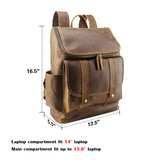 Texbo Vintage Full Grain Cowhide Leather 15.6 Inch Laptop Backpack Travel Office Bag Schoolbag with YKK Metal Zippers - backpacks4less.com