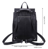 Heshe Womens Leather Backpack Casual Style Flap Backpacks Daypack for Ladies (Black-R) - backpacks4less.com