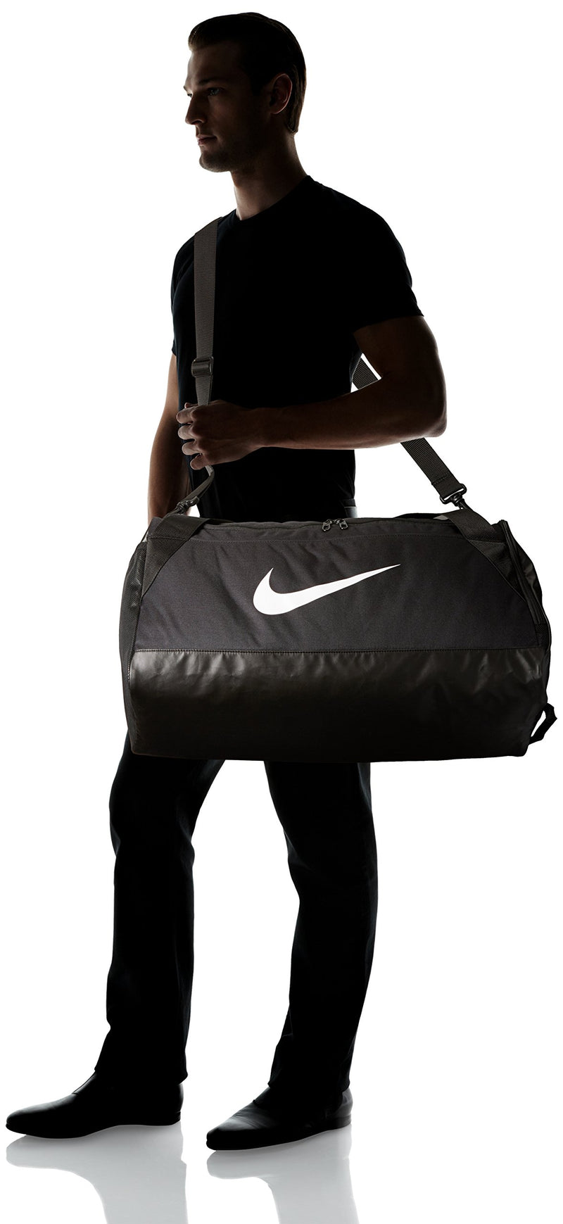 NIKE Brasilia Training Duffel Bag, Black/Black/White, Medium - backpacks4less.com