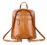 Heshe Women's Vintage Leather Backpack Casual Daypack for Ladies and Girls (Brown-R-D) - backpacks4less.com