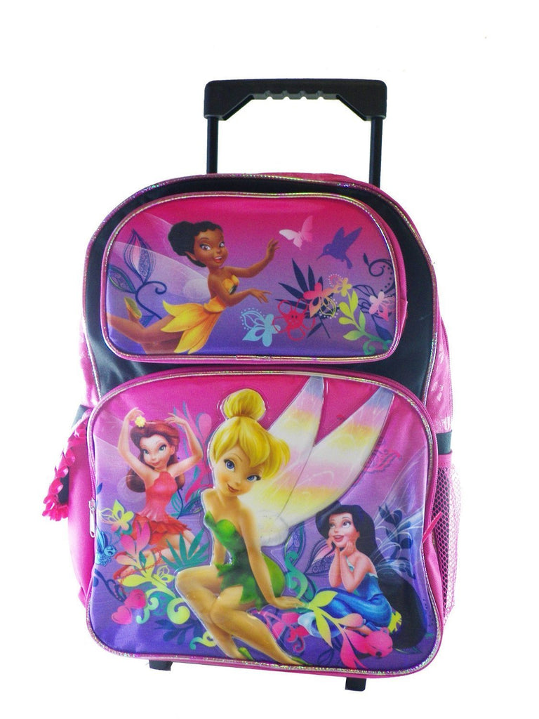 Full Size Black Tinkerbell Rolling Backpack - Tinkerbell Luggage with Wheels - backpacks4less.com