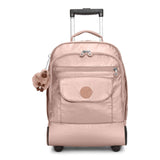 Kipling Sanaa Large Metallic Rolling Backpack Rose Gold Metallic - backpacks4less.com