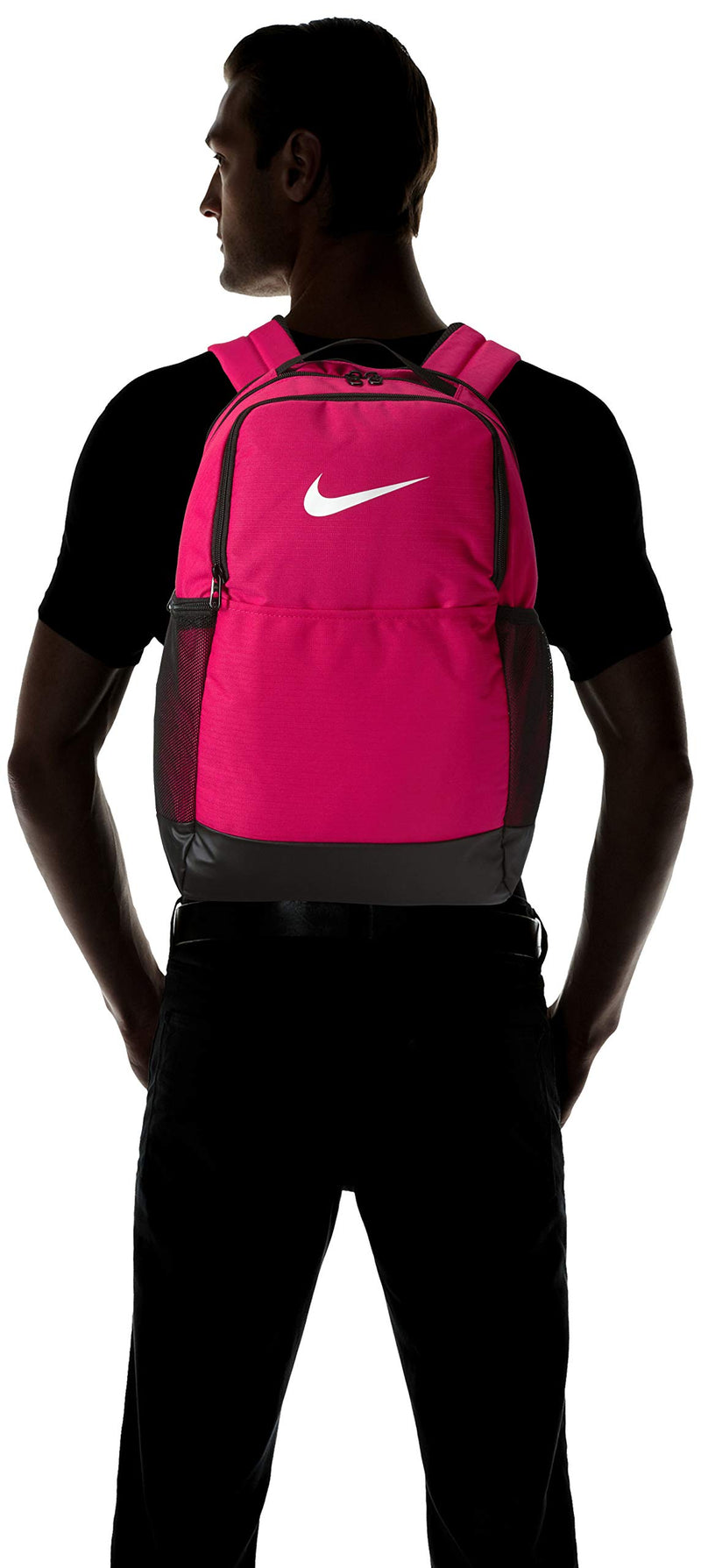 Nike Brasilia Medium Training Backpack, Nike Backpack for Women and Men with Secure Storage & Water Resistant Coating, Rush Pink/Black/White - backpacks4less.com
