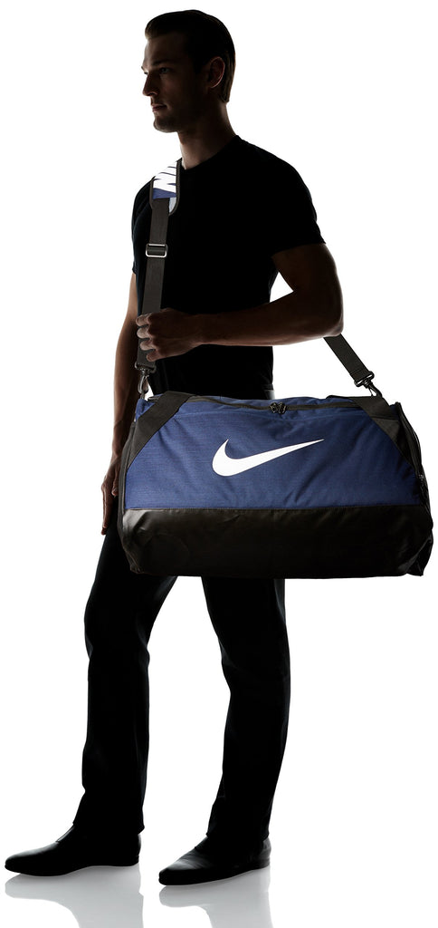 NIKE Brasilia Training Duffel Bag Midnight Navy Black White Medium backpacks4less