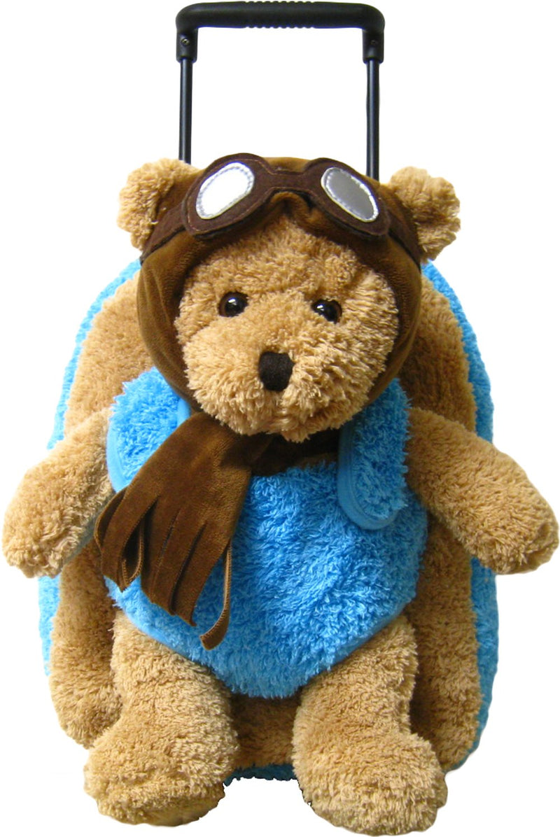 Kreative Kids Adorable Aviator Pilot Bear Rolling Backpack w/Removable Stuffed Toy & Wheels - backpacks4less.com
