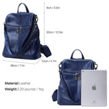 BOYATU Convertible Genuine Leather Backpack Purse for Women Fashion Travel Bag Blue-02 - backpacks4less.com