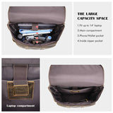 Texbo Vintage Full Grain Cowhide Leather 15.6 Inch Laptop Backpack Shoulder Travel School Bag with YKK Metal Zippers (Dark Brown (Version 2019)) - backpacks4less.com