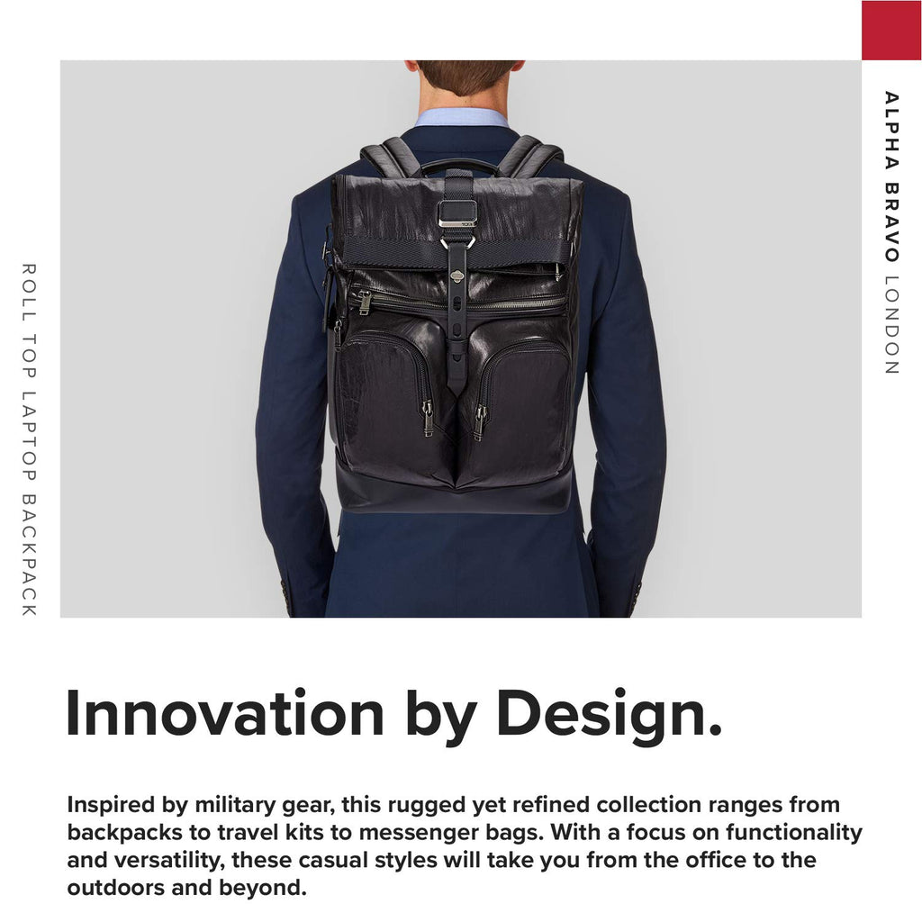 tumi backpack popular TUMI - Alpha Bravo London Roll Top Leather Laptop Backpack - 15 Inch Computer Bag for Men and Women