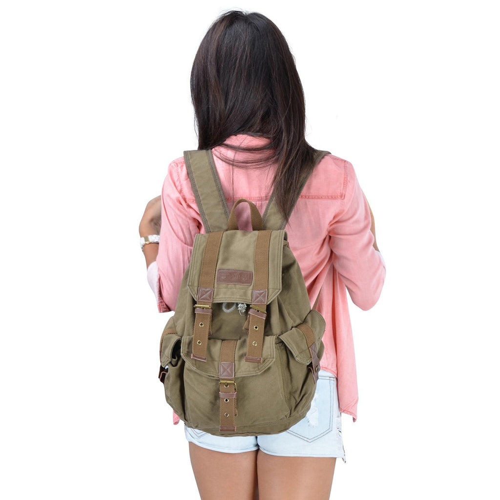 army green mini backpack Gootium 21101AMG-S Specially High Density Thick Canvas Backpack Rucksack, Army Green Size Small