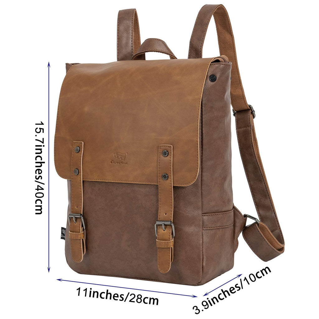 Leather Backpack for Women Men College Laptop Backpack Vintage Backpack Purse - backpacks4less.com